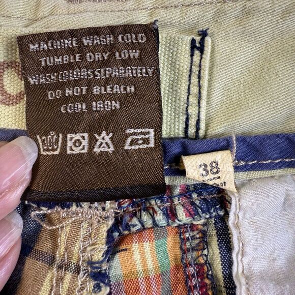 Chor Mens Cargo Shorts 38 Madras Patchwork Plaid Camo Vintage Bermuda Preppy Y2K - Picture 7 of 8